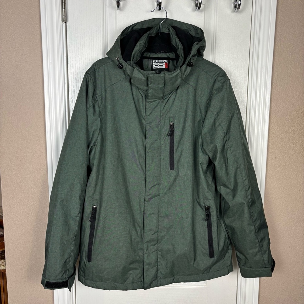32 Degrees Weatherproof Men's Green Hooded Full Zip Performance Jacket Size M‎
